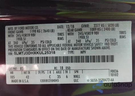 2019 Lincoln Mkc Reserve z USA, uszkodzony, nr VIN 5LMTJ3DHXKUL25318